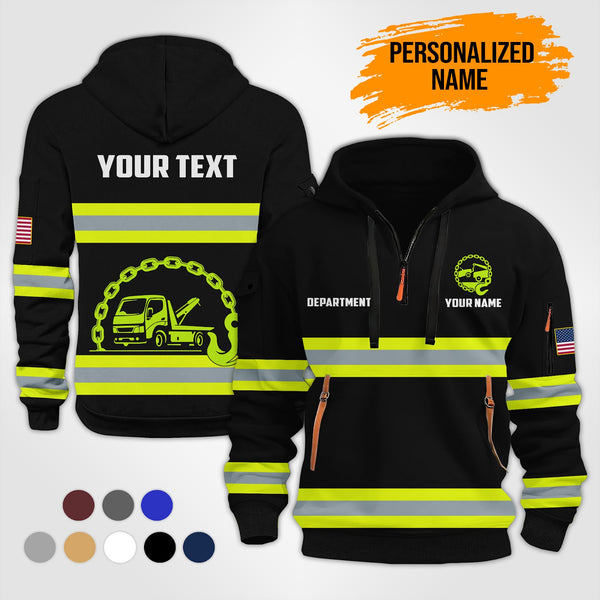 Personalized Name Tow Truck 3D Quarter Zip Hoodie MS987