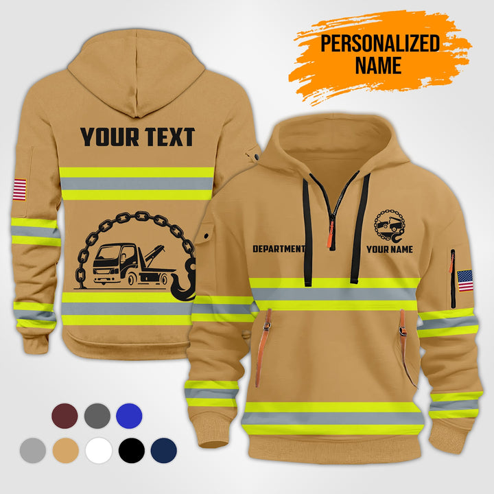 Personalized Name Tow Truck 3D Quarter Zip Hoodie MS987