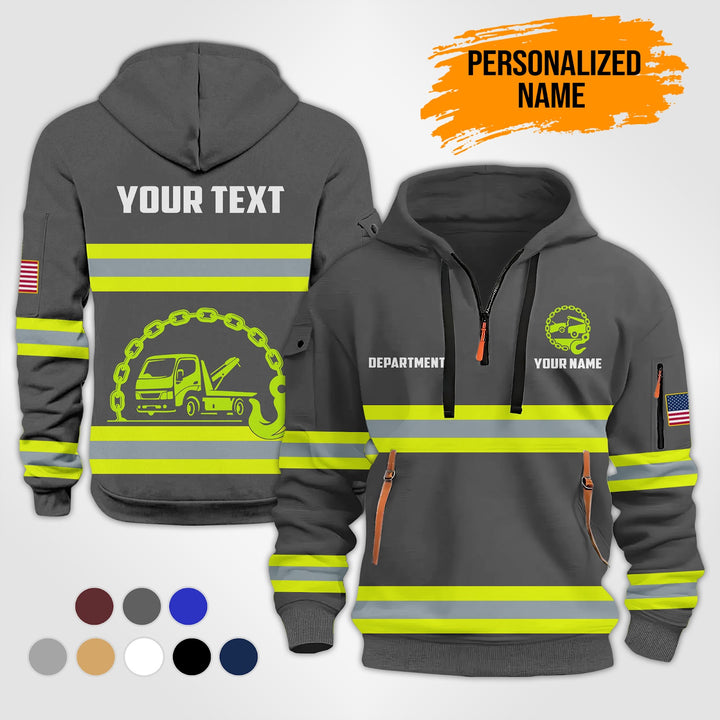 Personalized Name Tow Truck 3D Quarter Zip Hoodie MS987