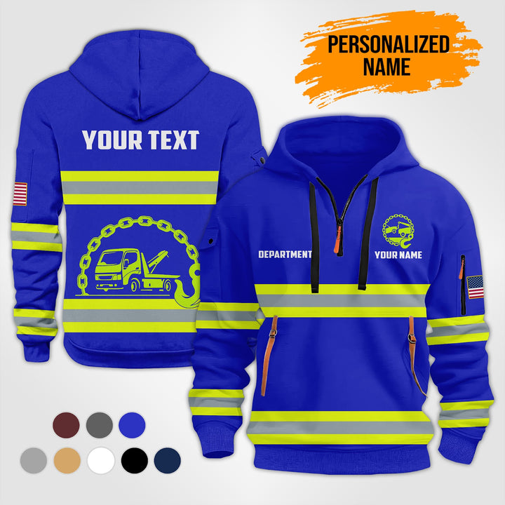 Personalized Name Tow Truck 3D Quarter Zip Hoodie MS987