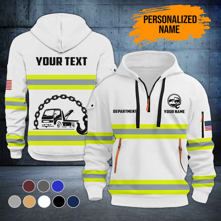 Personalized Name Tow Truck 3D Quarter Zip Hoodie MS987