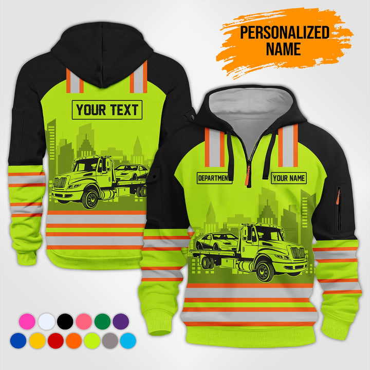 Personalized Name And Color Tow Truck 3D Printed  Quarter Zip Hoodie KS711