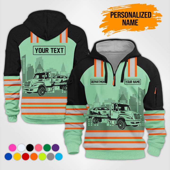 Personalized Name And Color Tow Truck 3D Printed  Quarter Zip Hoodie KS711