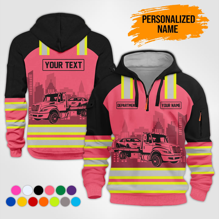 Personalized Name And Color Tow Truck 3D Printed  Quarter Zip Hoodie KS711