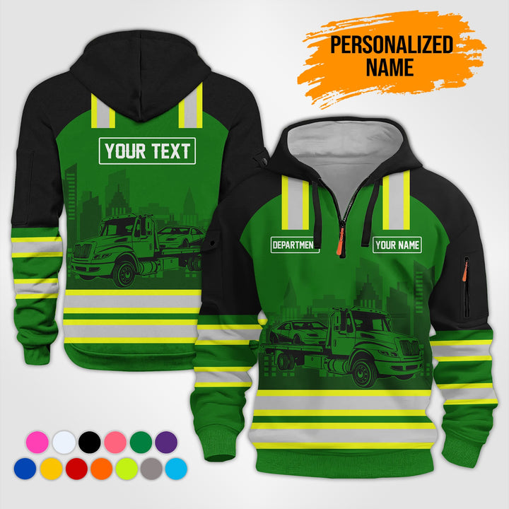 Personalized Name And Color Tow Truck 3D Printed  Quarter Zip Hoodie KS711