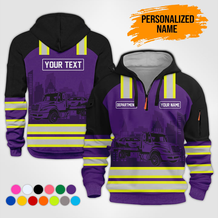 Personalized Name And Color Tow Truck 3D Printed  Quarter Zip Hoodie KS711