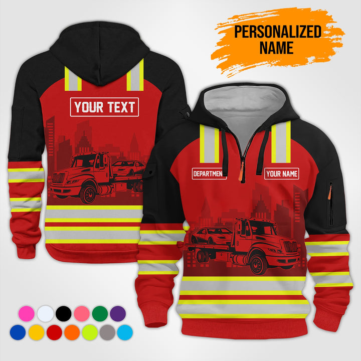 Personalized Name And Color Tow Truck 3D Printed  Quarter Zip Hoodie KS711