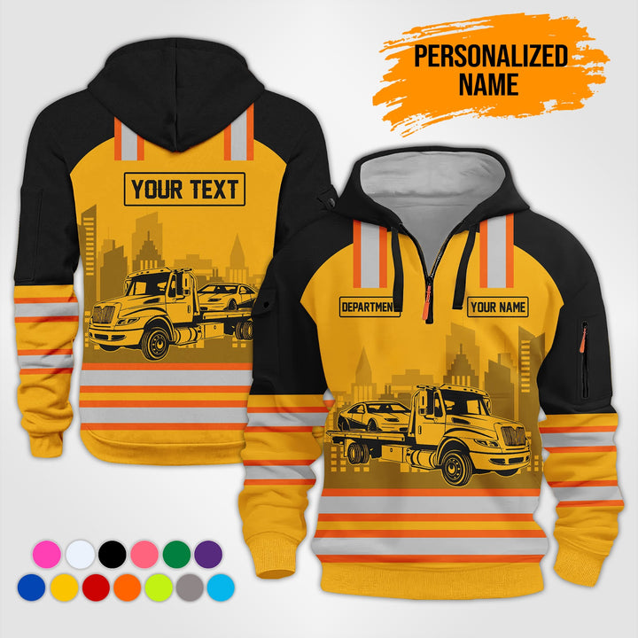 Personalized Name And Color Tow Truck 3D Printed  Quarter Zip Hoodie KS711