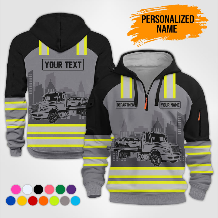 Personalized Name And Color Tow Truck 3D Printed  Quarter Zip Hoodie KS711