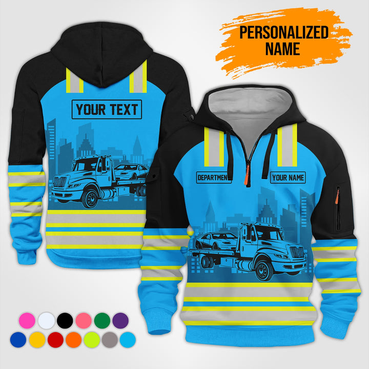 Personalized Name And Color Tow Truck 3D Printed  Quarter Zip Hoodie KS711