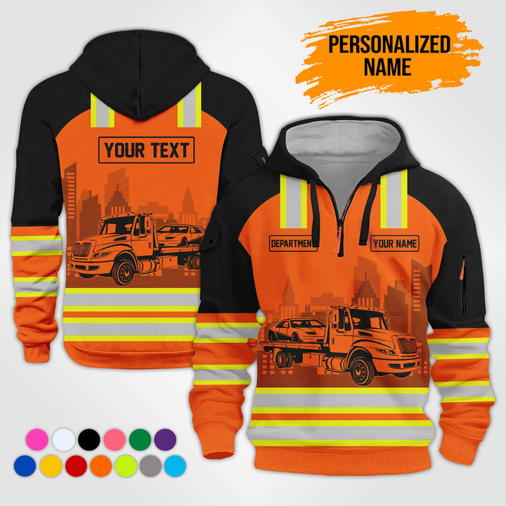 Personalized Name And Color Tow Truck 3D Printed  Quarter Zip Hoodie KS711