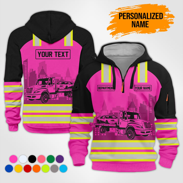Personalized Name And Color Tow Truck 3D Printed  Quarter Zip Hoodie KS711