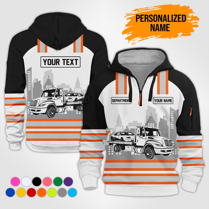 Personalized Name And Color Tow Truck 3D Printed  Quarter Zip Hoodie KS711