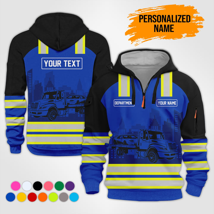 Personalized Name And Color Tow Truck 3D Printed  Quarter Zip Hoodie KS711