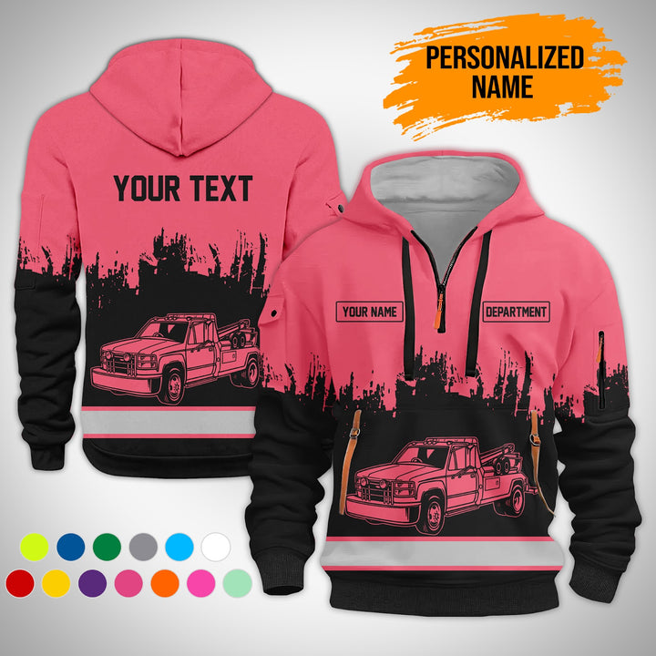 Personalized Name And Color Tow Truck 3D Printed  Quarter Zip Hoodie AZ147