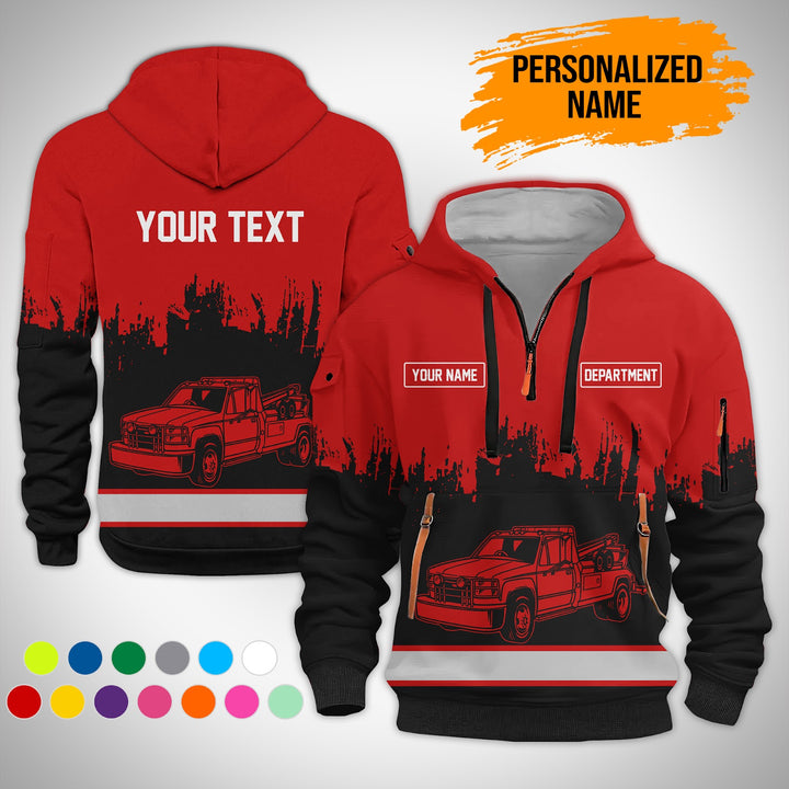Personalized Name And Color Tow Truck 3D Printed  Quarter Zip Hoodie AZ147
