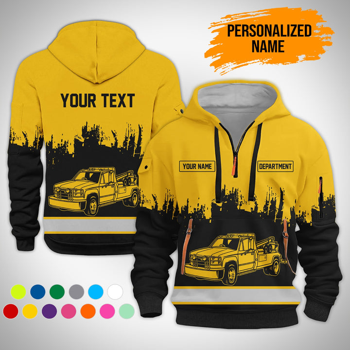 Personalized Name And Color Tow Truck 3D Printed  Quarter Zip Hoodie AZ147