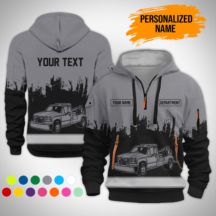 Personalized Name And Color Tow Truck 3D Printed  Quarter Zip Hoodie AZ147