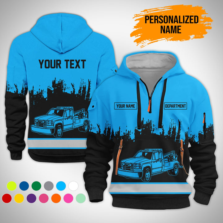 Personalized Name And Color Tow Truck 3D Printed  Quarter Zip Hoodie AZ147