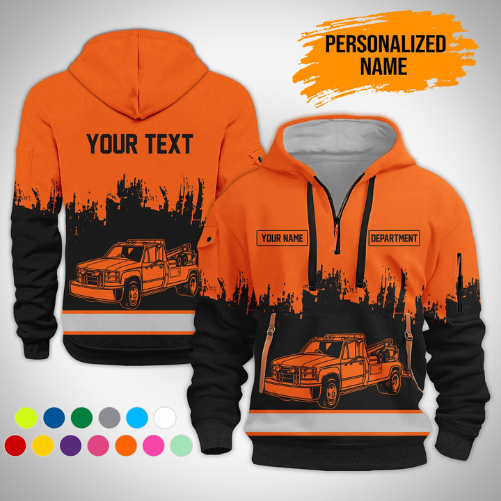 Personalized Name And Color Tow Truck 3D Printed  Quarter Zip Hoodie AZ147