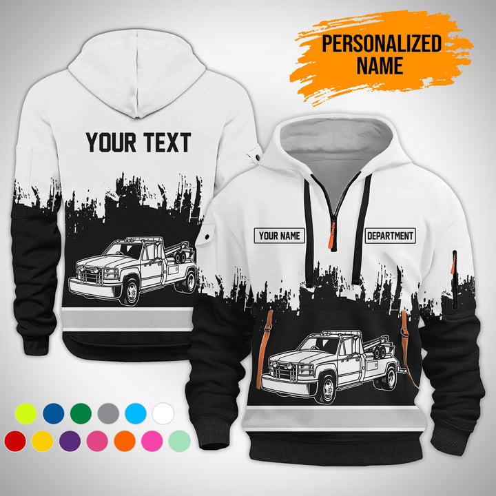 Personalized Name And Color Tow Truck 3D Printed  Quarter Zip Hoodie AZ147