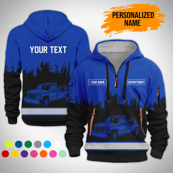Personalized Name And Color Tow Truck 3D Printed  Quarter Zip Hoodie AZ147