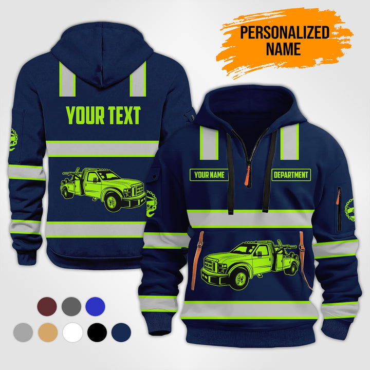 Personalized Name Tow Truck 3D Quarter Zip Hoodie ST22