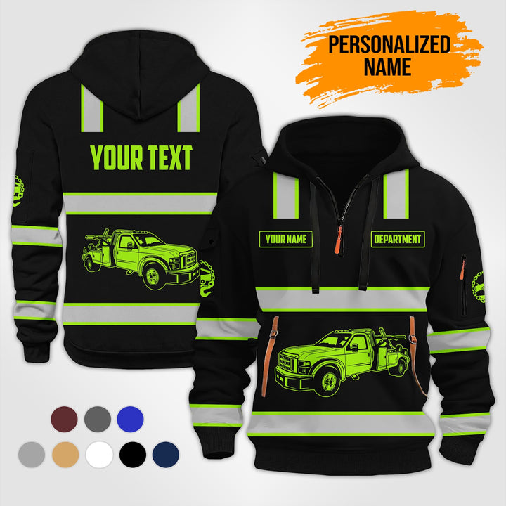 Personalized Name Tow Truck 3D Quarter Zip Hoodie ST22