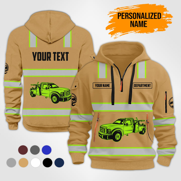 Personalized Name Tow Truck 3D Quarter Zip Hoodie ST22