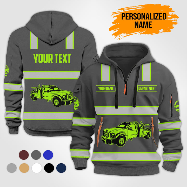 Personalized Name Tow Truck 3D Quarter Zip Hoodie ST22