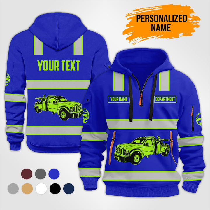 Personalized Name Tow Truck 3D Quarter Zip Hoodie ST22