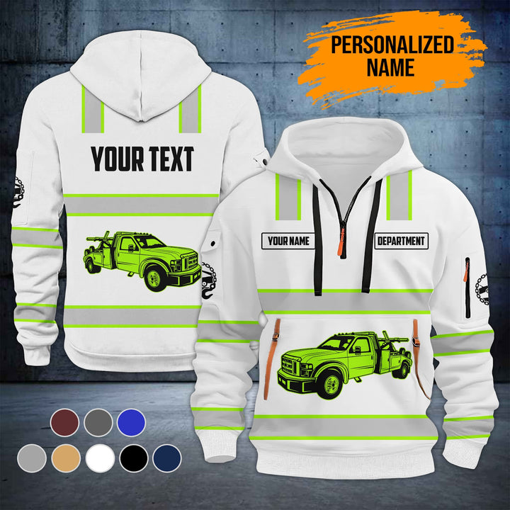 Personalized Name Tow Truck 3D Quarter Zip Hoodie ST22