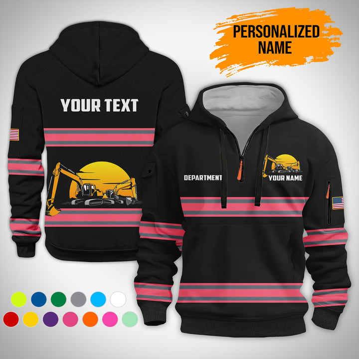Love Heavy Equipment Uniform Style Top Gift Man 3D Quarter Zip Hoodie AZ141