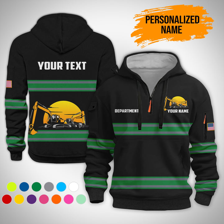 Love Heavy Equipment Uniform Style Top Gift Man 3D Quarter Zip Hoodie AZ141