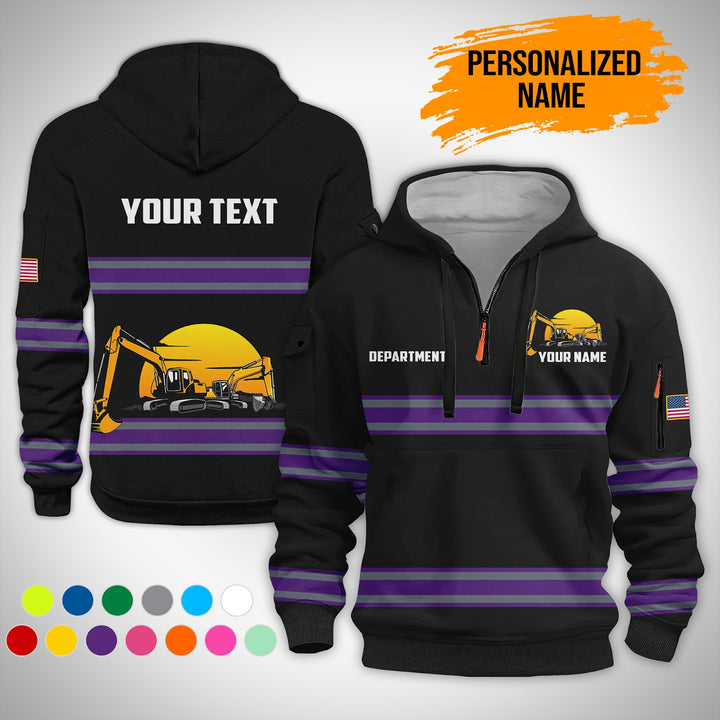 Love Heavy Equipment Uniform Style Top Gift Man 3D Quarter Zip Hoodie AZ141