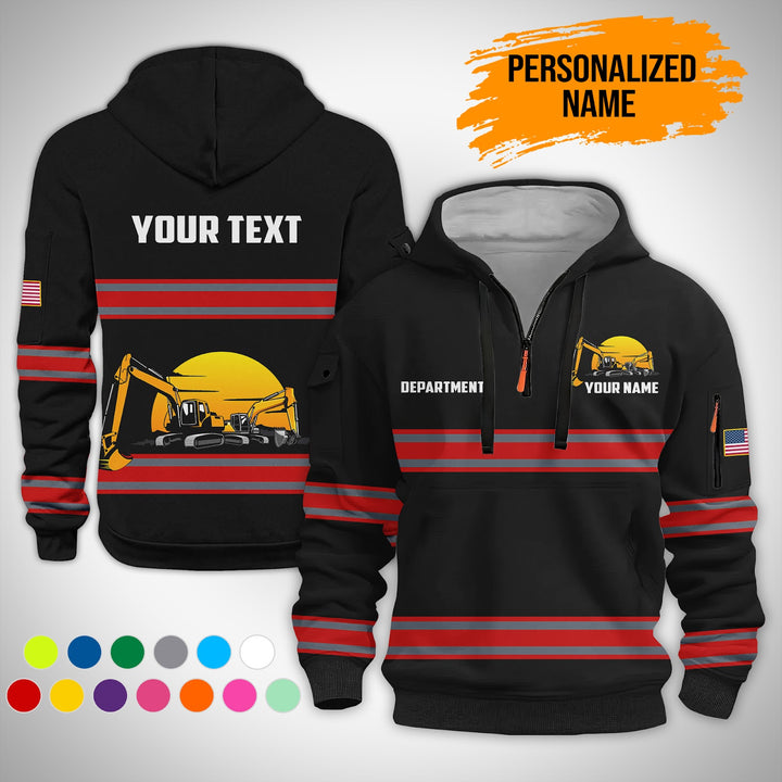 Love Heavy Equipment Uniform Style Top Gift Man 3D Quarter Zip Hoodie AZ141