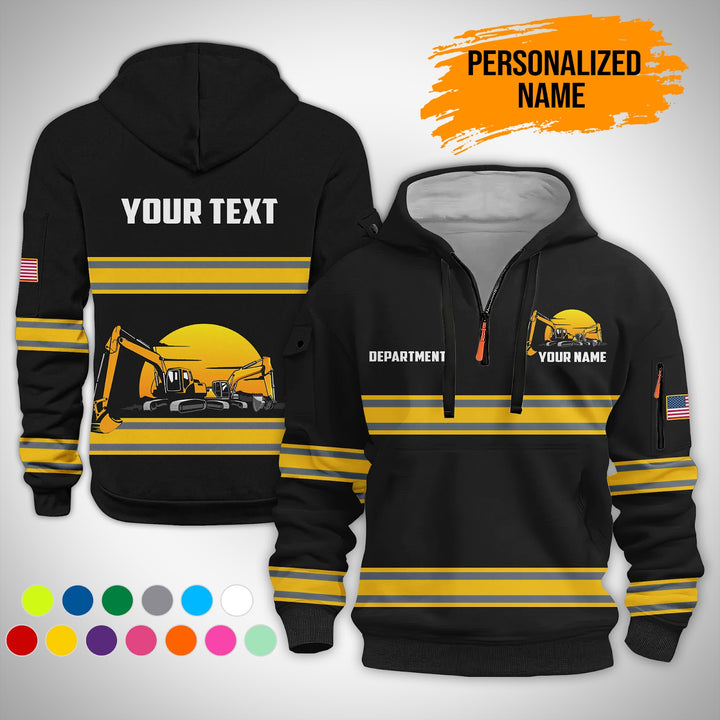 Love Heavy Equipment Uniform Style Top Gift Man 3D Quarter Zip Hoodie AZ141