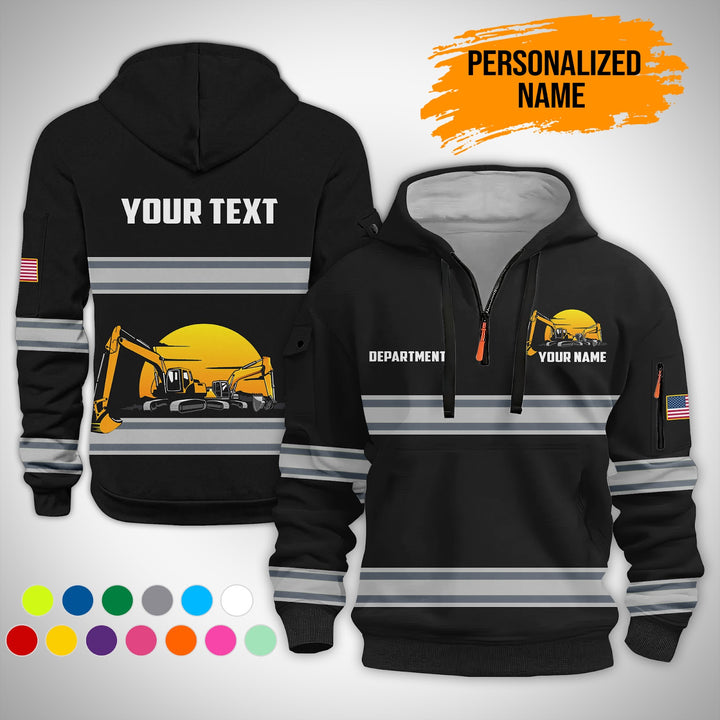 Love Heavy Equipment Uniform Style Top Gift Man 3D Quarter Zip Hoodie AZ141