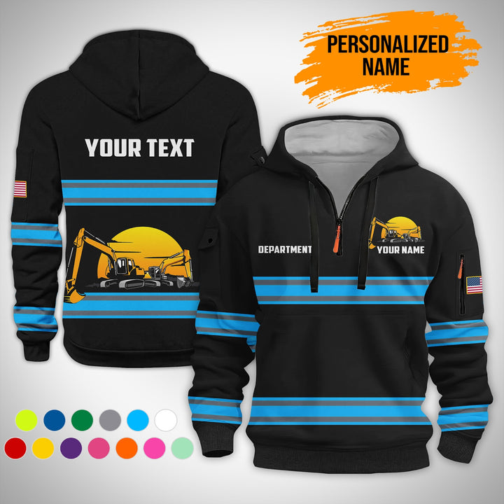 Love Heavy Equipment Uniform Style Top Gift Man 3D Quarter Zip Hoodie AZ141