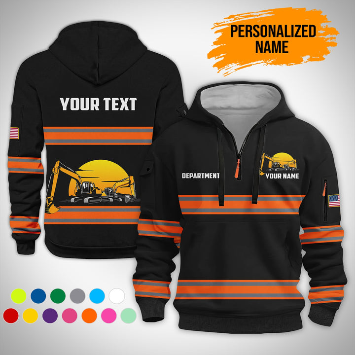 Love Heavy Equipment Uniform Style Top Gift Man 3D Quarter Zip Hoodie AZ141