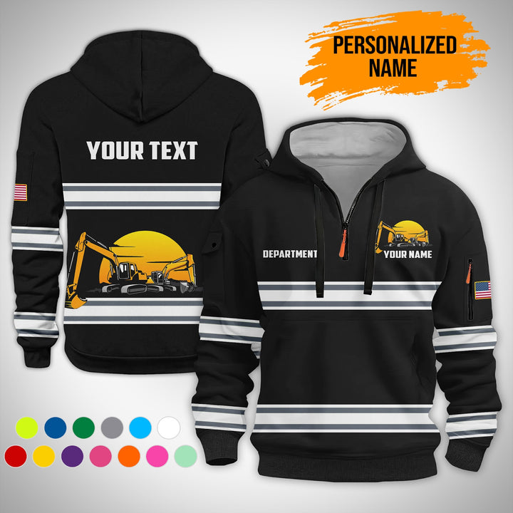 Love Heavy Equipment Uniform Style Top Gift Man 3D Quarter Zip Hoodie AZ141