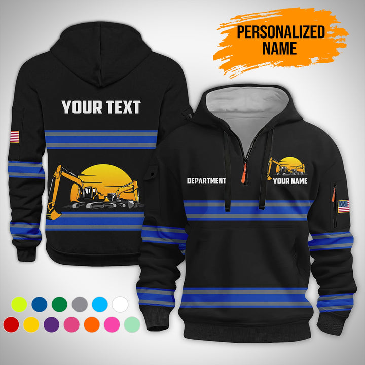 Love Heavy Equipment Uniform Style Top Gift Man 3D Quarter Zip Hoodie AZ141