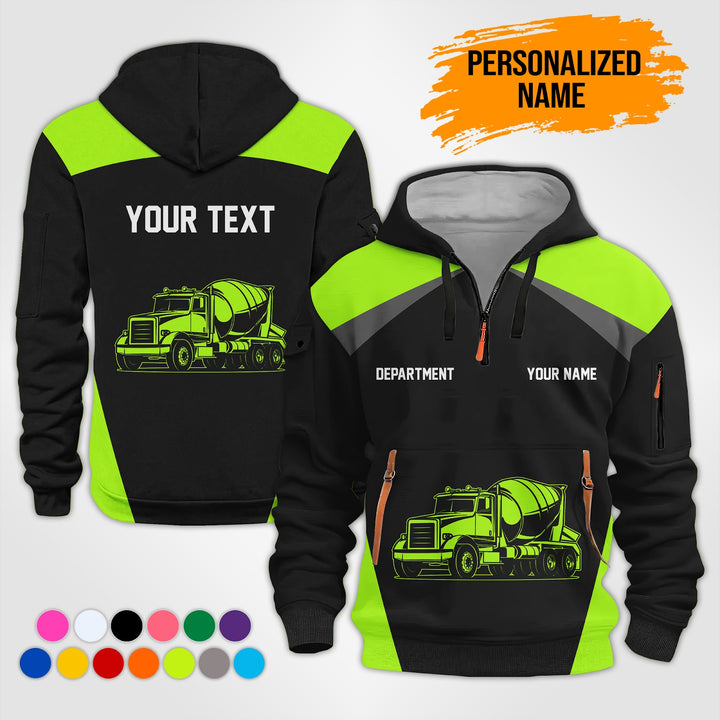 Love Heavy Equipment Truck Cemente Mixer Concrete Uniform Style Top Gift Man Quarter Zip Hoodie KS754