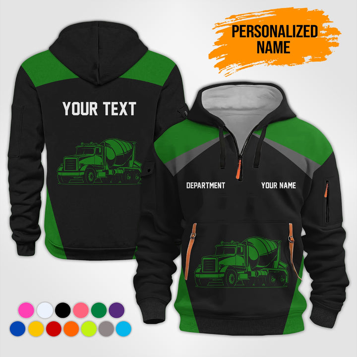 Love Heavy Equipment Truck Cemente Mixer Concrete Uniform Style Top Gift Man Quarter Zip Hoodie KS754