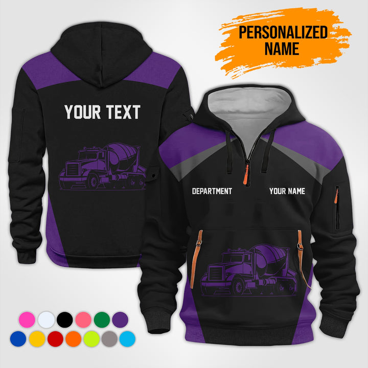 Love Heavy Equipment Truck Cemente Mixer Concrete Uniform Style Top Gift Man Quarter Zip Hoodie KS754