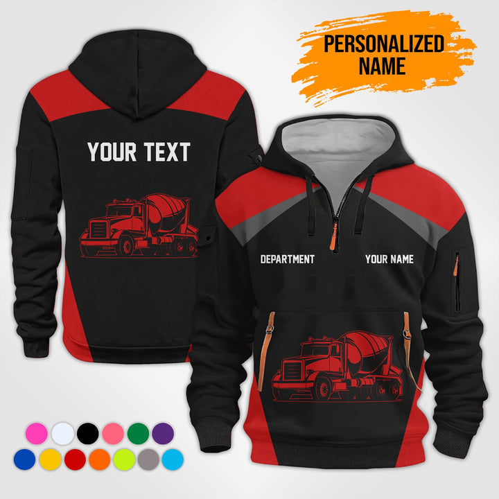 Love Heavy Equipment Truck Cemente Mixer Concrete Uniform Style Top Gift Man Quarter Zip Hoodie KS754