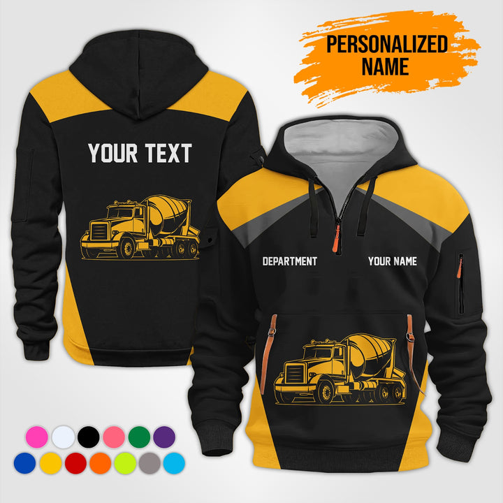 Love Heavy Equipment Truck Cemente Mixer Concrete Uniform Style Top Gift Man Quarter Zip Hoodie KS754
