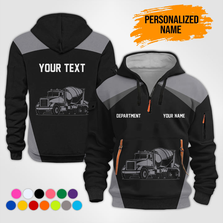 Love Heavy Equipment Truck Cemente Mixer Concrete Uniform Style Top Gift Man Quarter Zip Hoodie KS754