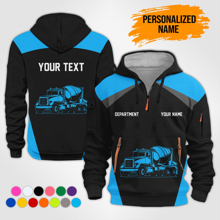Love Heavy Equipment Truck Cemente Mixer Concrete Uniform Style Top Gift Man Quarter Zip Hoodie KS754