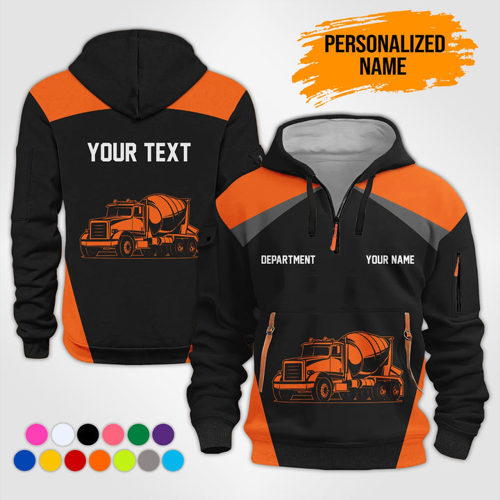 Love Heavy Equipment Truck Cemente Mixer Concrete Uniform Style Top Gift Man Quarter Zip Hoodie KS754
